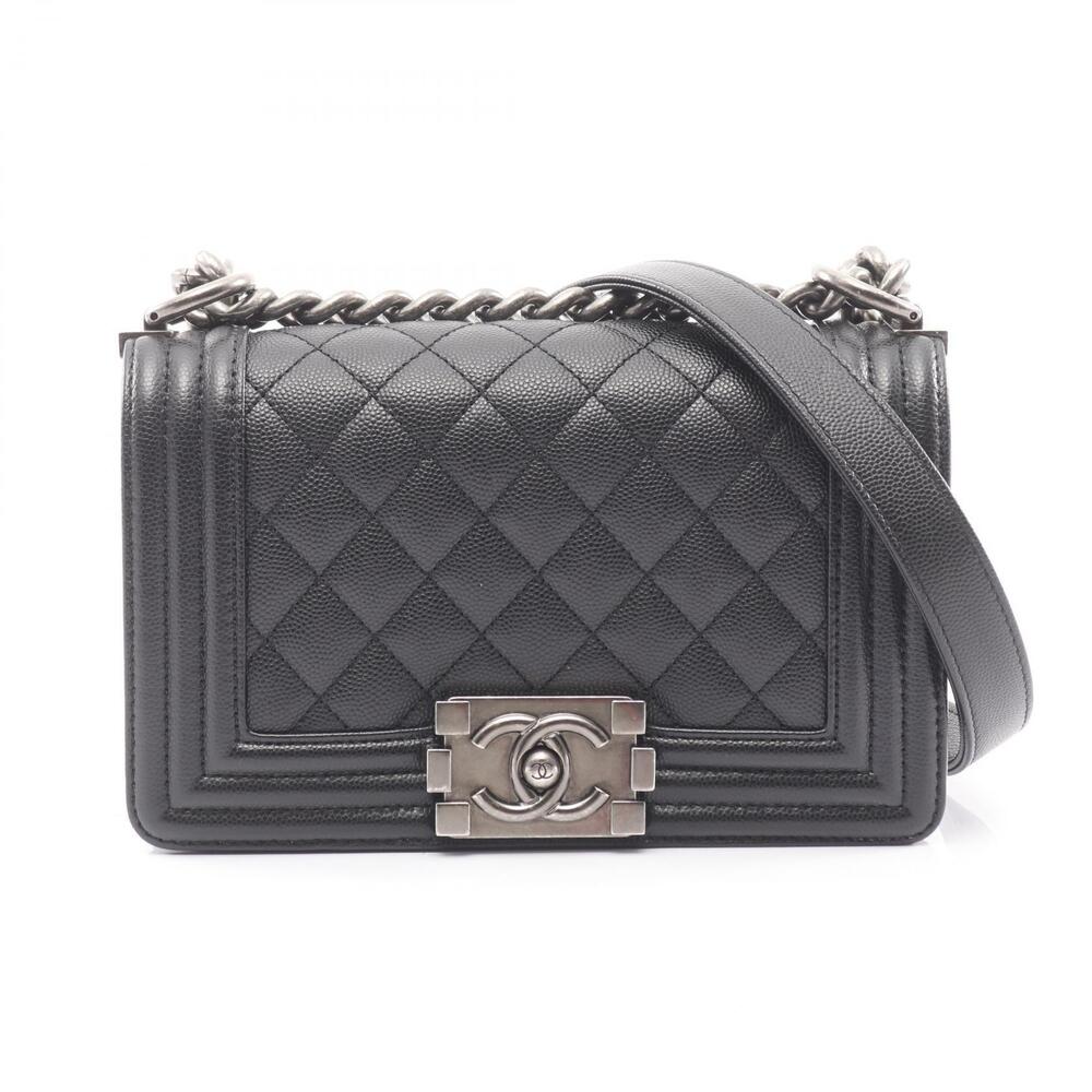 Chanel Boy Shoulder Bag Leather Grained Calf Black